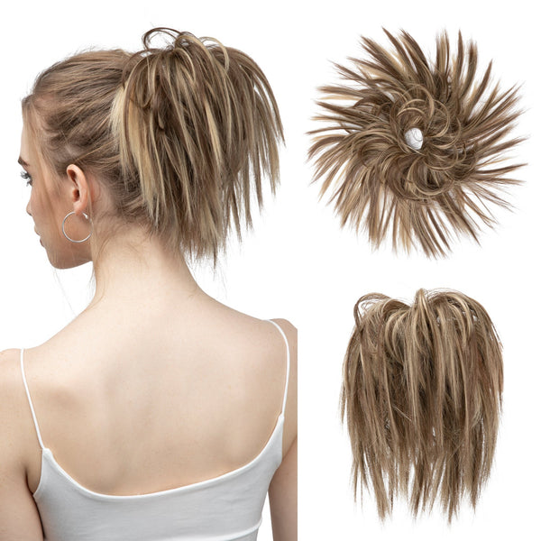 Tousled Updo Messy Bun Hair Piece Hair Extension Ponytail With Elastic Rubber Band