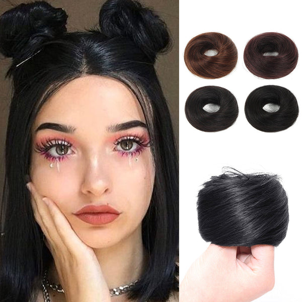 Elegant 100% Human Hair Scrunchies  For Short Hair  Extensions Fake bun