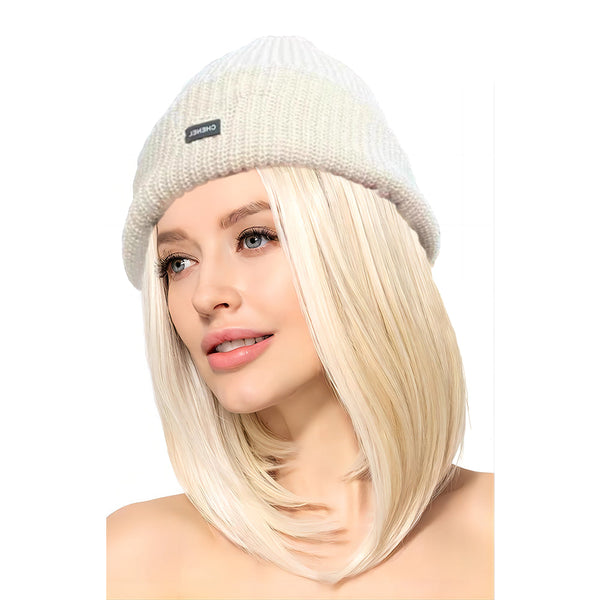 Beanie Hats for Women with Hair Wig Attached Winter Hats Knit Cap
