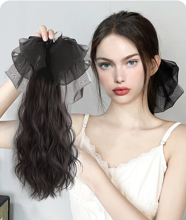 Claw Clip 18 inches Ponytail Hair Extensions long Curly hair Natural bow Tail False Hair