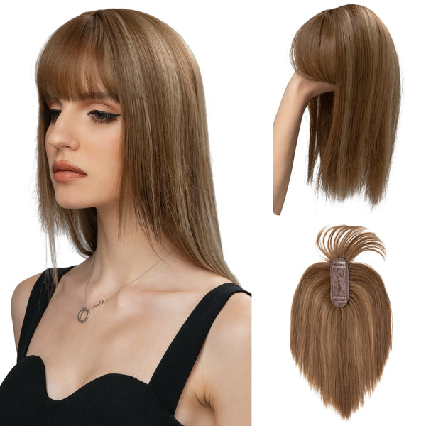 Clip in Hair With Bangs Overhead Natural Invisible Replaceme