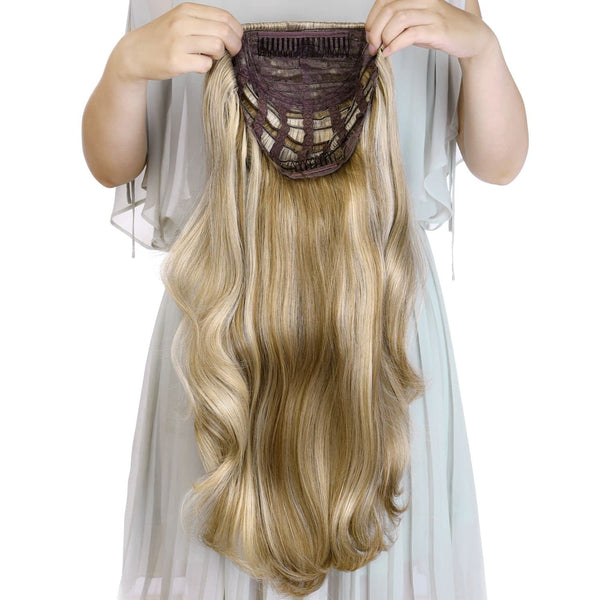 Ins Hot 24" Long Straight Wavy Clip in Half Head Tied Wig