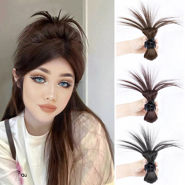 Hair Extension Straight Bun with Claw Shuttlecock